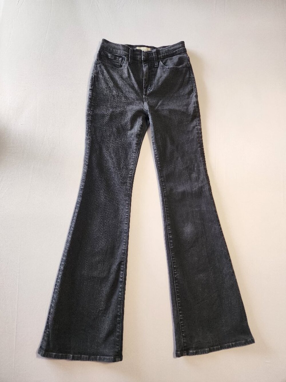 Madewell Skinny Flare Jeans Size 25 Black Frost High Rise Stretch Pants NM252